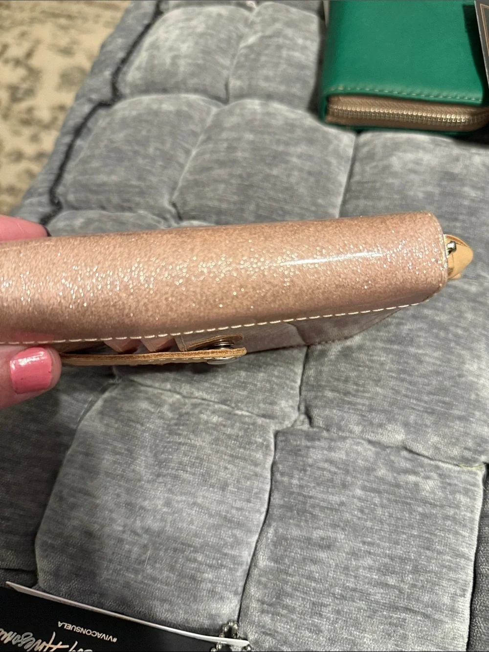 Consuela Emery Glitter Zip Cosmetic Case in Rose Gold